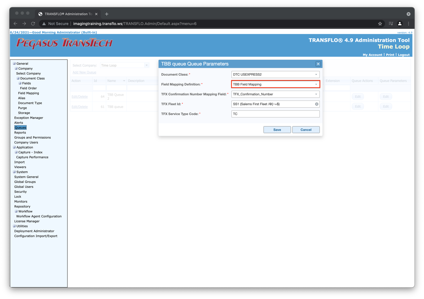 Transflo DMS Batch Bridge Service