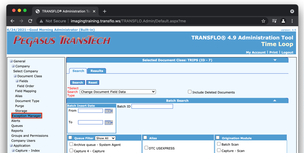 Transflo DMS Batch Bridge Service