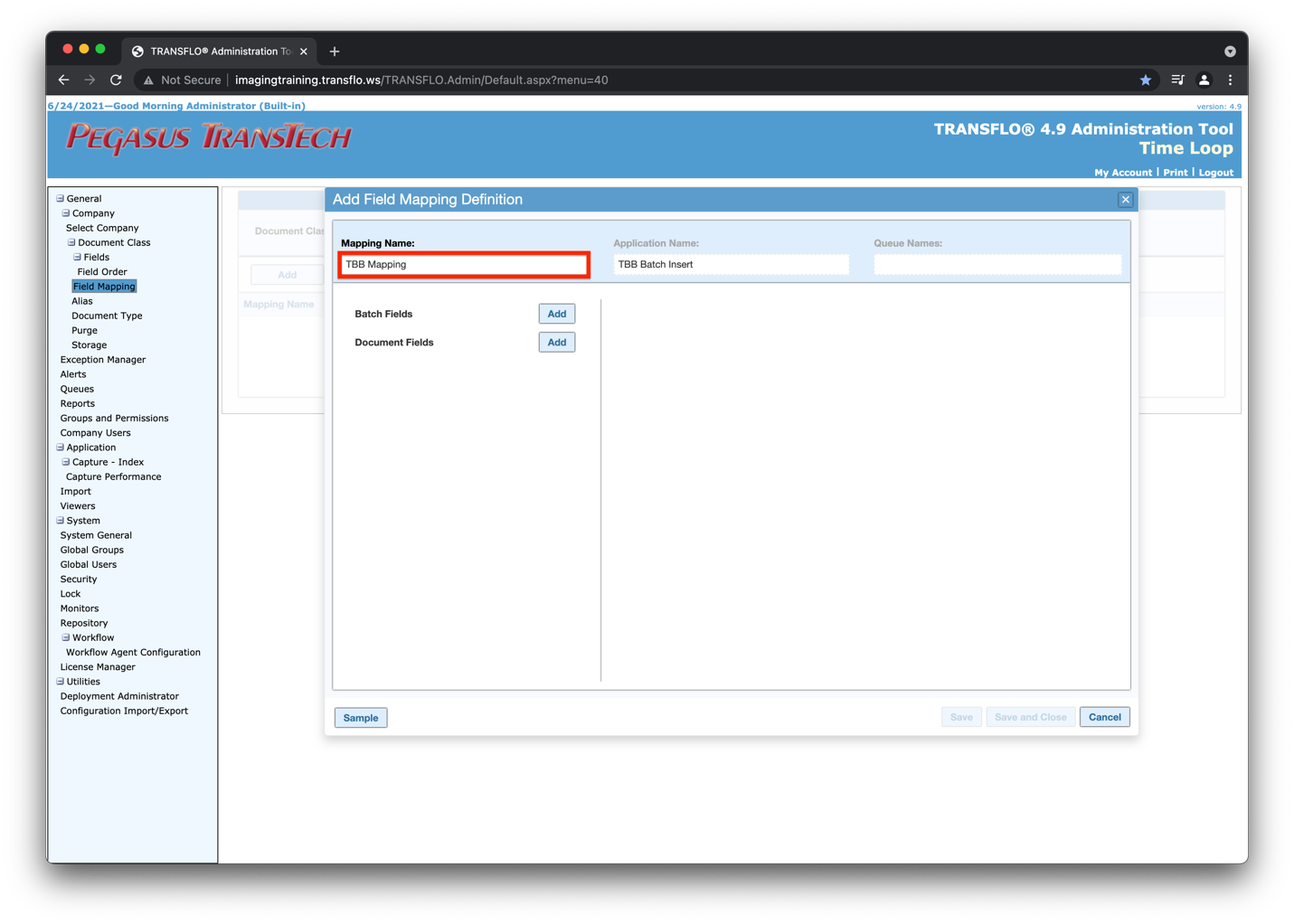 Transflo DMS Batch Bridge Service