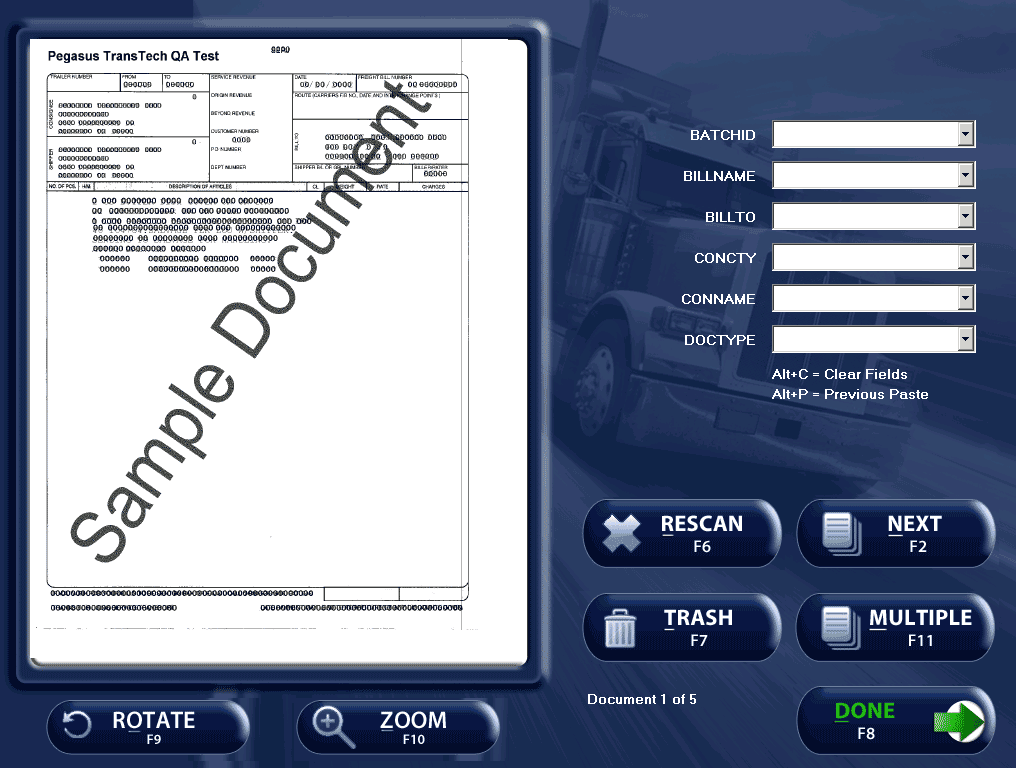 Scan and Index Images in Transflo DMS Field Imaging