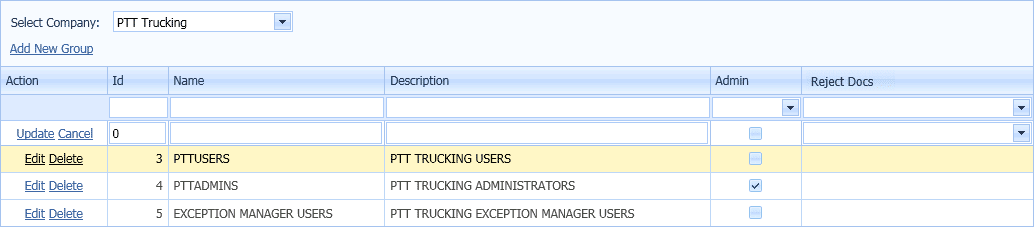 Transflo DMS Admin Tool Application and Report Settings