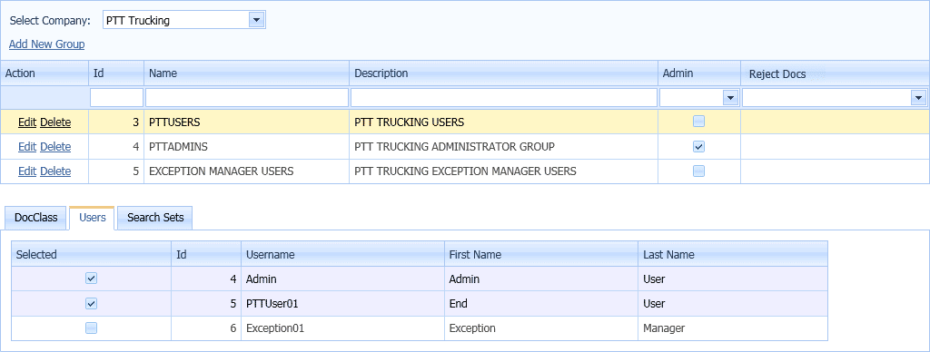 Transflo DMS Admin Tool Application and Report Settings