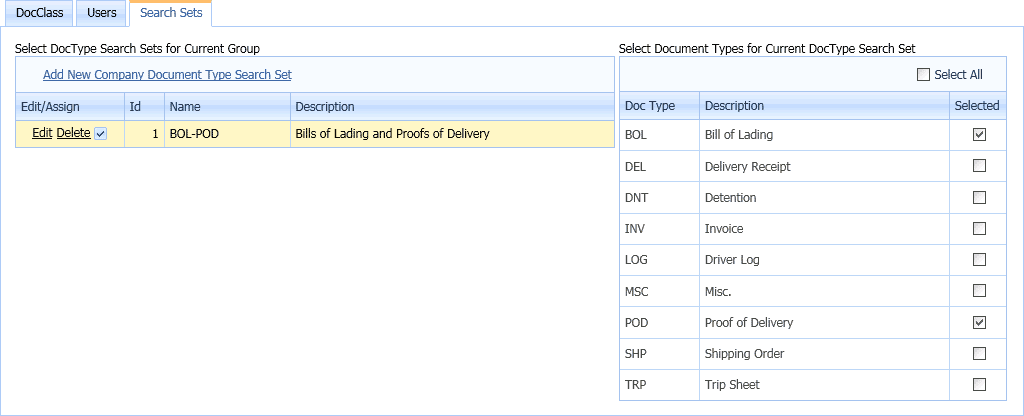 Transflo DMS Admin Tool Application and Report Settings
