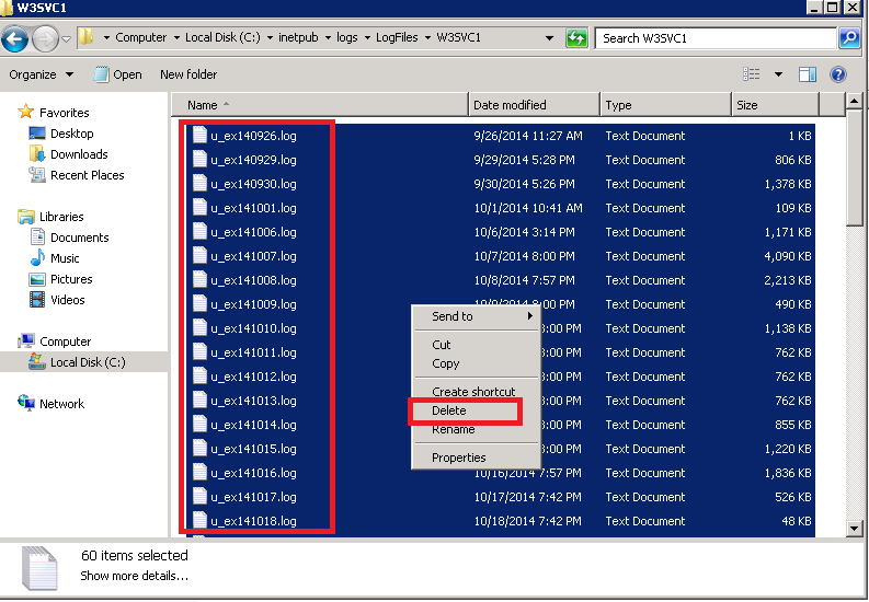 Remove IIS Log Files and Disable IIS Logging on the Synergize Server