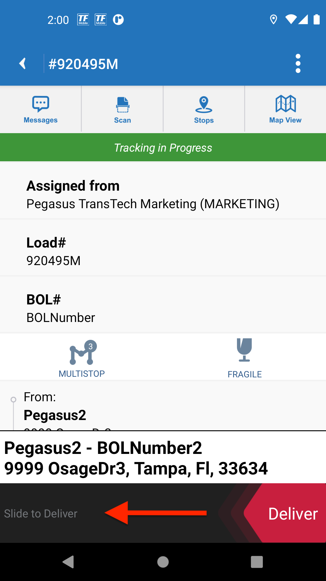 Start a Route and Deliver a Load [Loads 1.0]