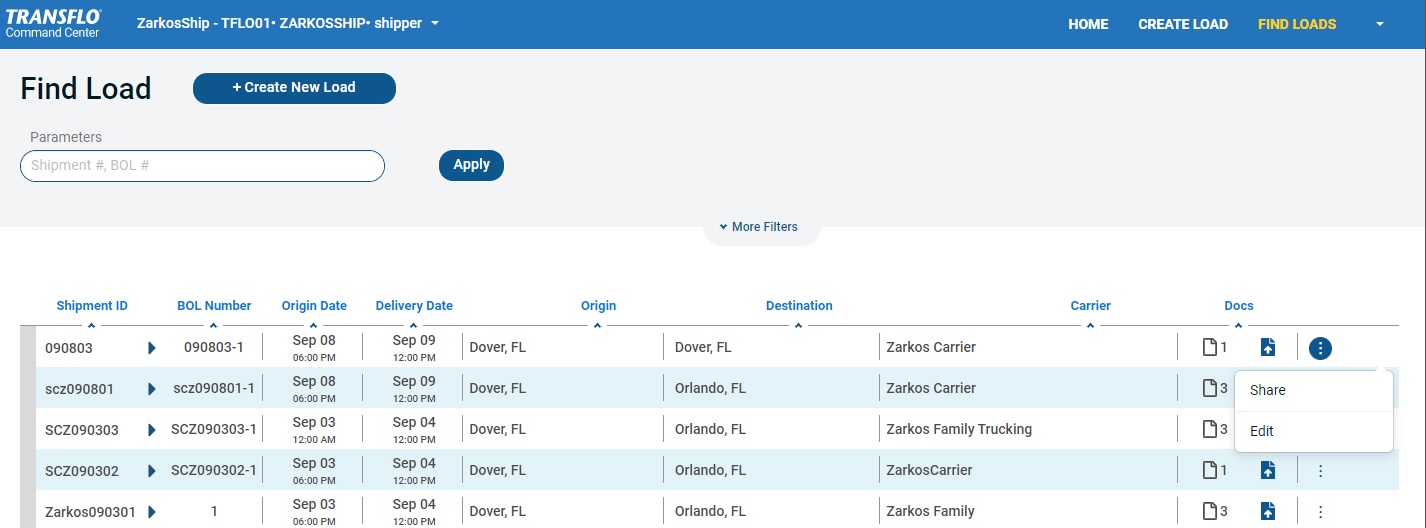 Custom Load Tracking Application Manage Shipments as Loads